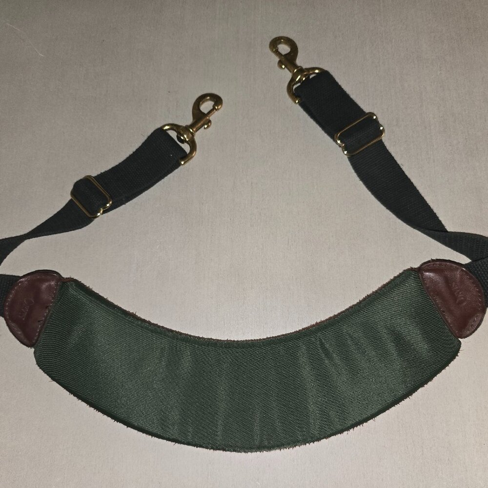 Orvis Replacement Strap Green And Brown Leather With Large Padded Shoulder Pad